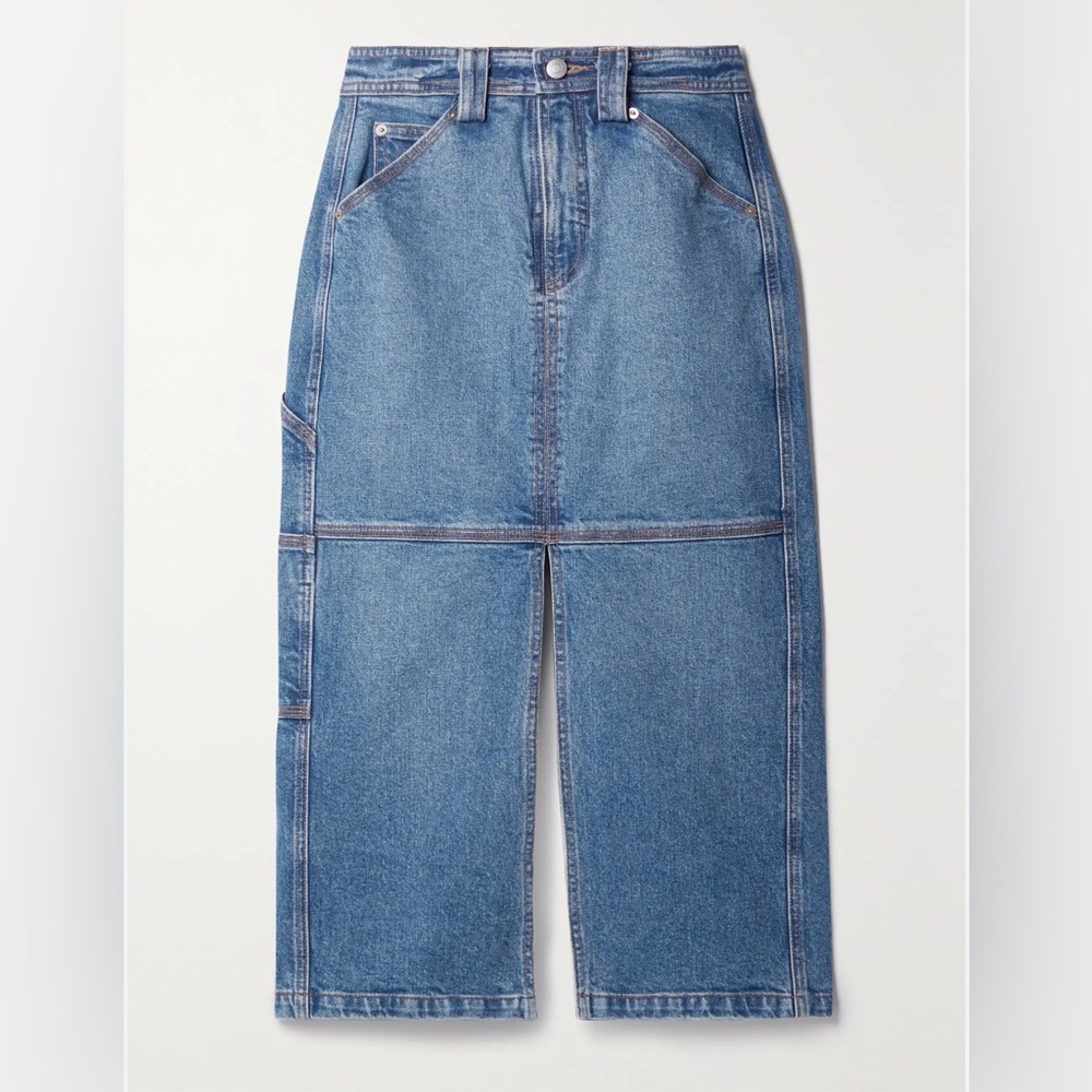 A.L.C. - Women’s Alden Denim Blue Midi Skirt - Size: 0